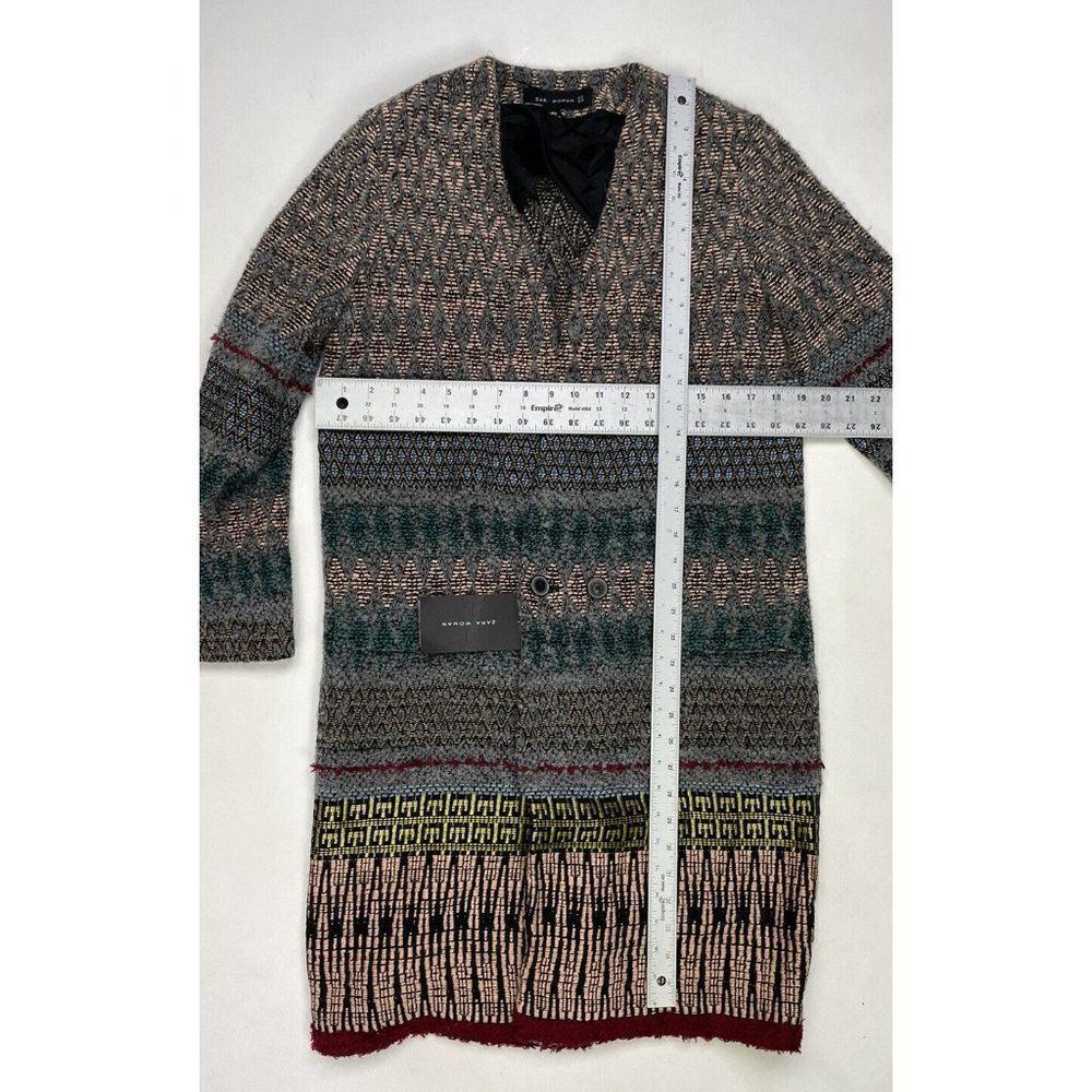 ZARA Fancy Ethnic Jacquard Trench Jacket Women Small Multicolor 2222614802 NWT - Picture 5 of 5